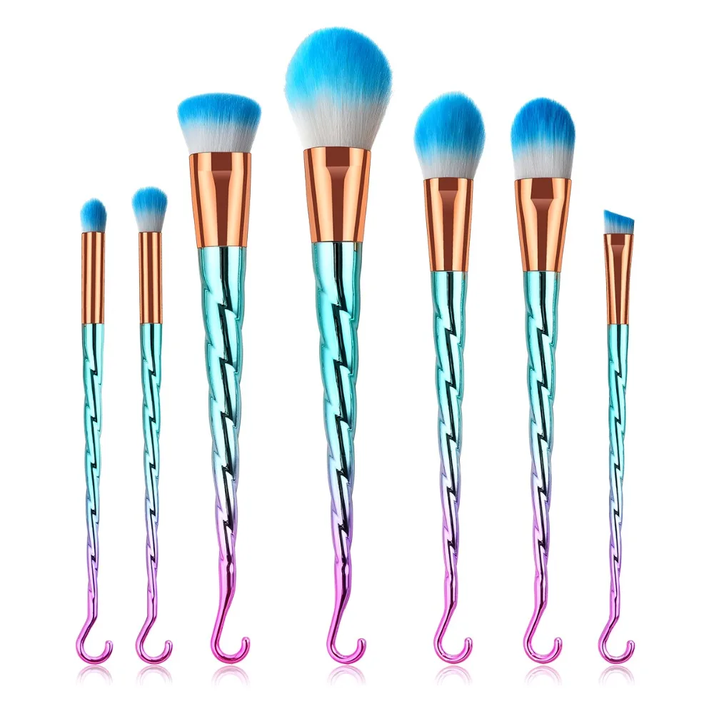GUJHUI 7 шт набор кистей для косметики Розовый Зеленый нос тональный порошок тени