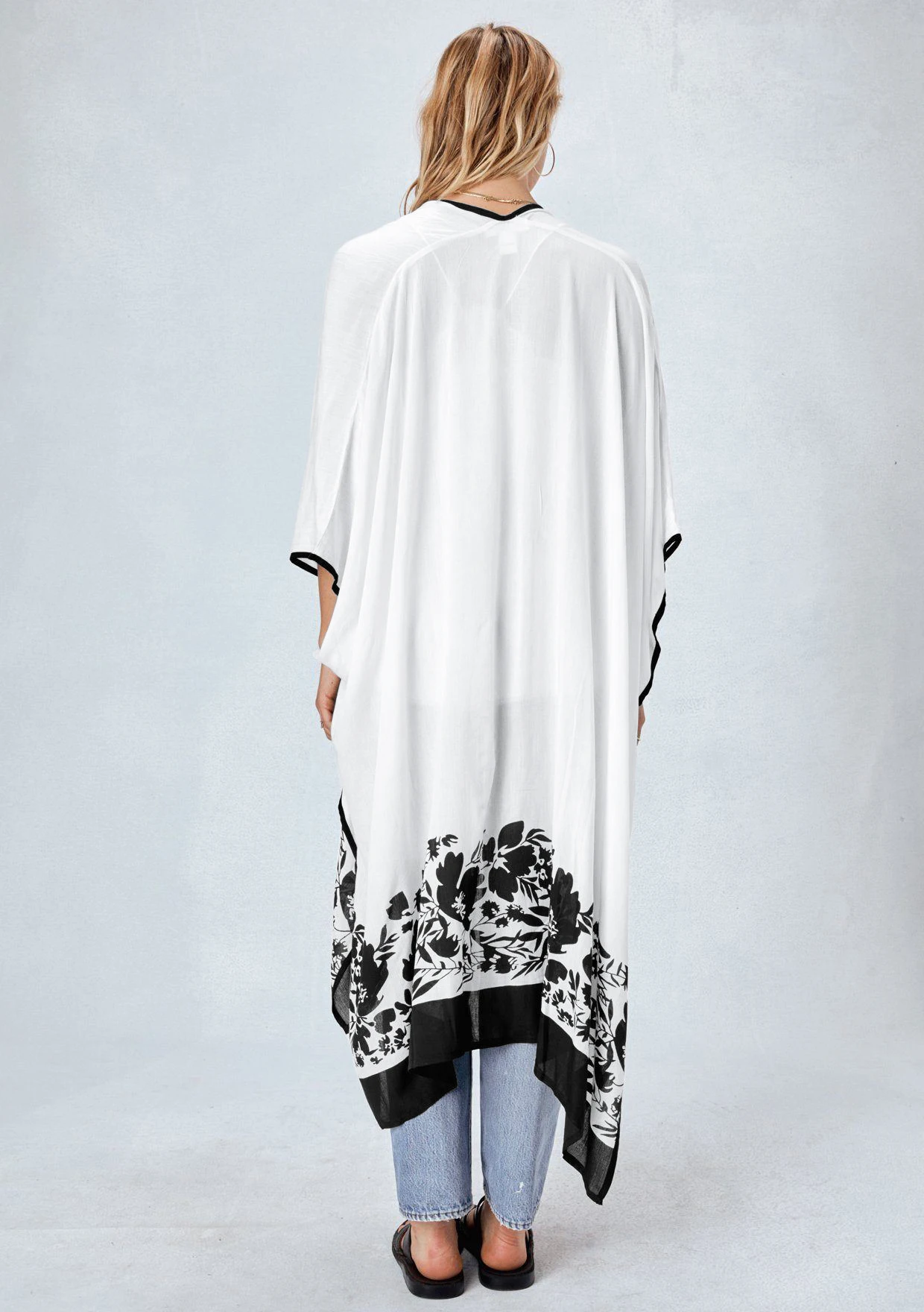 Летнее шифоновое платье с рукавом летучая мышь Пляжная блузка длинное свободная