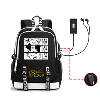 the promised neverland backpack anime print schoolbag usb black computer travel daypack casual campus bag shoulderbags 2021 new