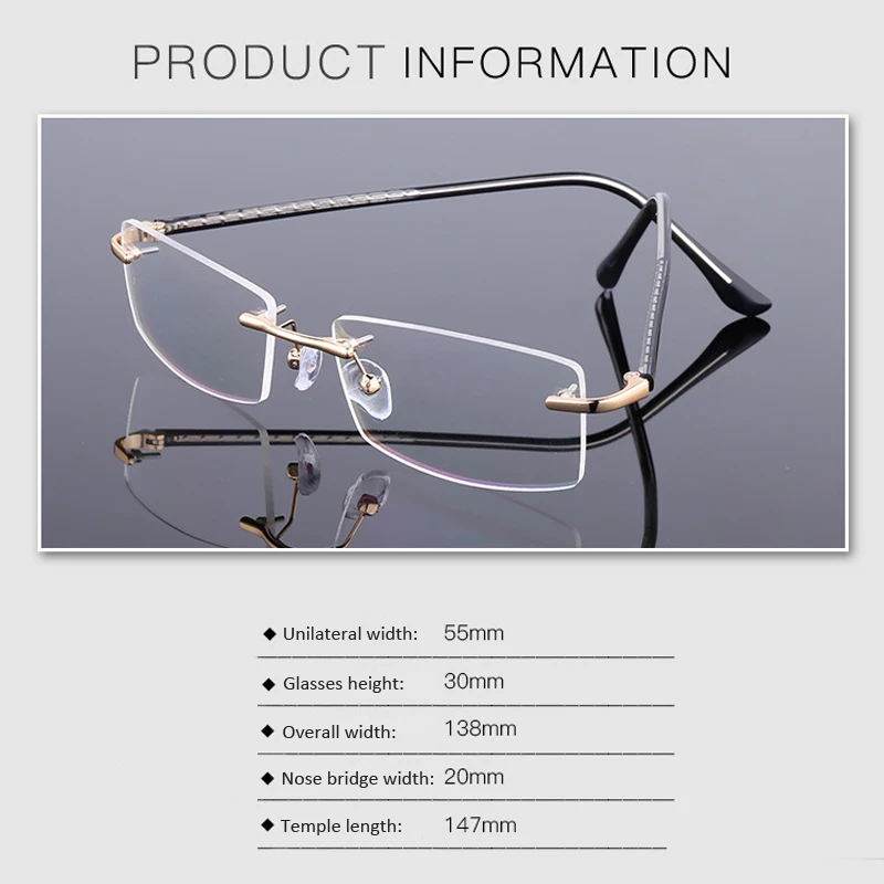 

Zilead Ultralight Alloy Glasses Rimless Spectacles Good Material Alloy Hinge Comfortable Nose Pad Fashion For Women And Men