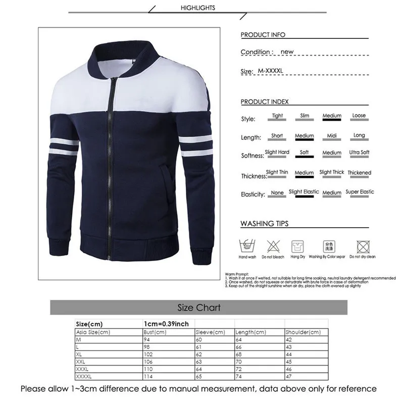 

Men Slim Collar Warm Coat Jacket Tops Casual Outwear M-3XL