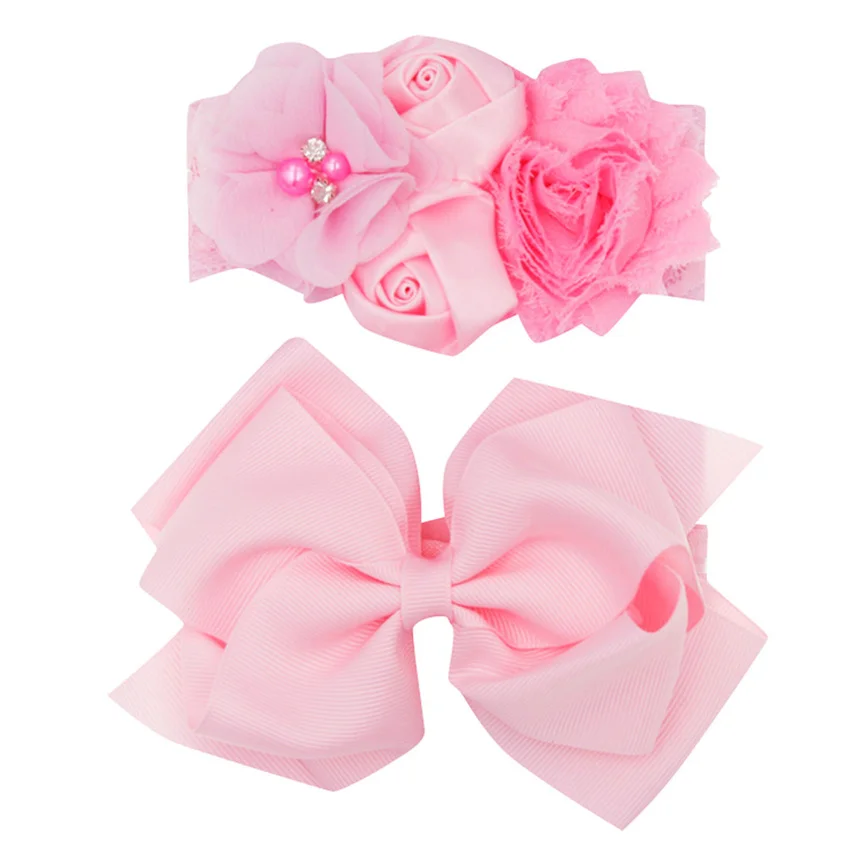 Повязка на голову с бантом для маленьких девочек комплект из 2 предметов