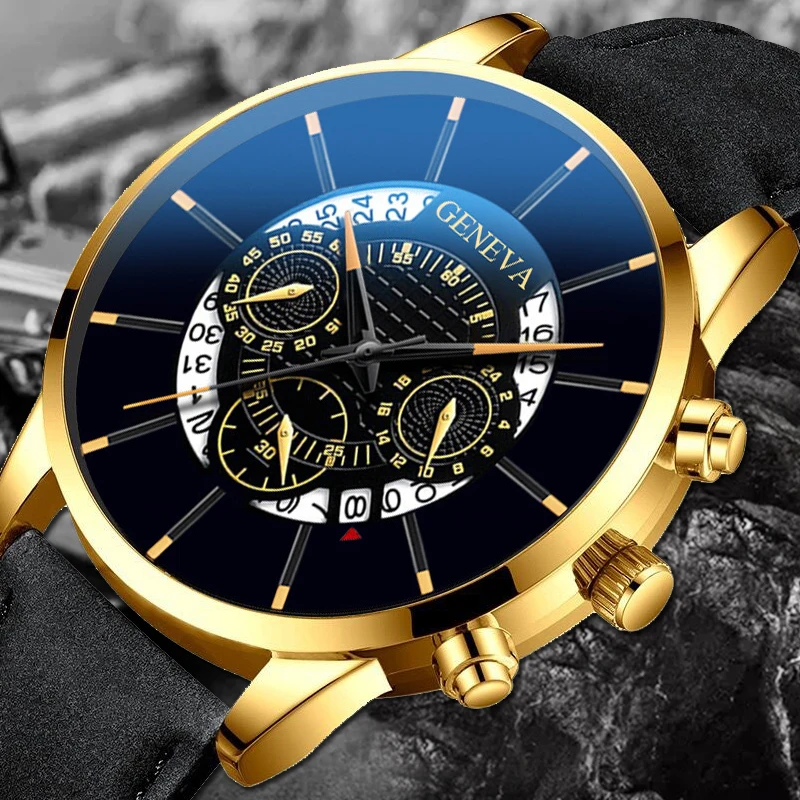 Роскошные мужские деловые часы модные черные спортивные с ремешком Мужские