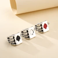 lost lady playing cards design heart rings for women men wide metal adjustable open rings wholesale jewelry dropshipping gifts