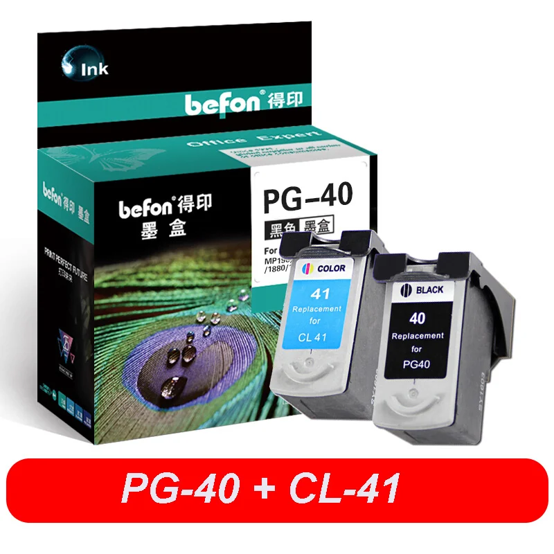 Befon PG40 CL41 Восстановленный картридж для чернил PG 40 41 совместимый с iP1600 iP1200 iP1900 MP140