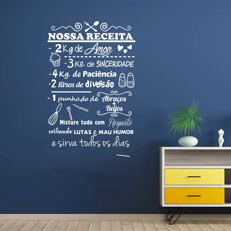 Настенные наклейки Nossa Receita, виниловые наклейки на стену, наклейки для гостиной, домашний декор, плакат, португальский Декор для дома, 36 см x 57 см