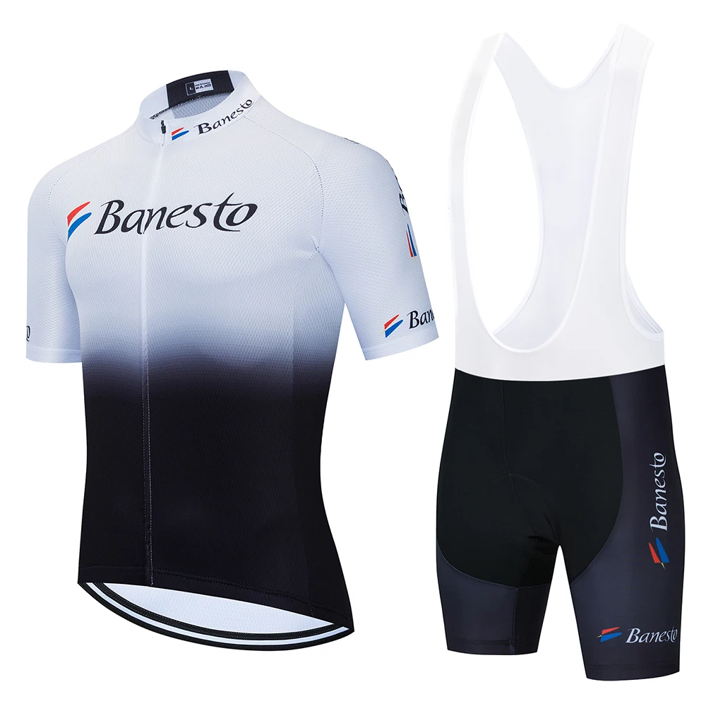 

Banesto new Pro Team summer cycling Jersey set Bicycle Clothing Breathable Men Short Sleeve shirt Bike bib shorts 9D gel pad