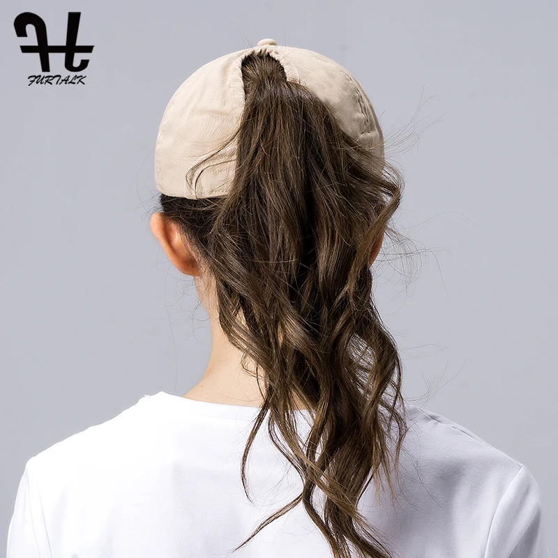 FURTALK Ponytail Baseball Cap for Women Vintage Black Baseball Caps Mens Snapback Hip Pop Cap Washed Cotton Hat for Female