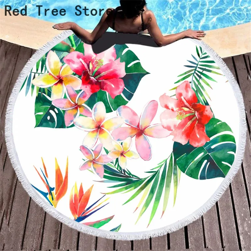 Круглое пляжное полотенце из микрофибры Tessellate Mandala женское летнее дорожное