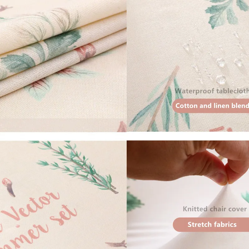 Льняная скатерть набор эластичных чехлов на сиденья стула хлопковая белая