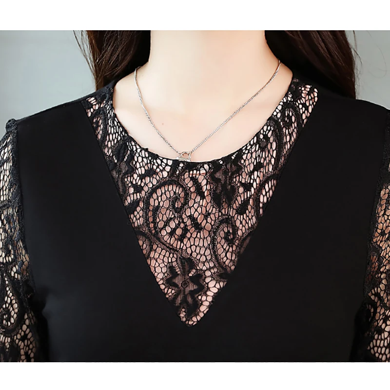 

2021 Classy Women Bodycon Party Black Dress Spring Autumn Vintage Plus Size Lace Sexy Midi Dress Long Sleeve Mesh Maxi Vestidos