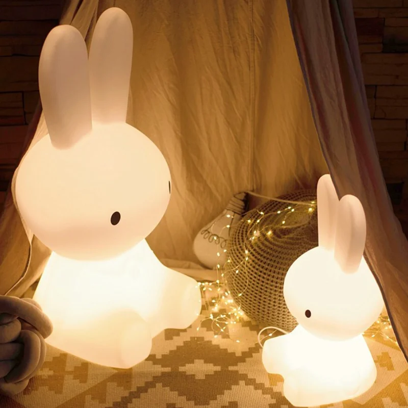 

INS 80CM Rabbit Night Light Children's Room Decoration Photo Sleep Bedside Bedroom Lamp For Kids Gift Photography Accessories