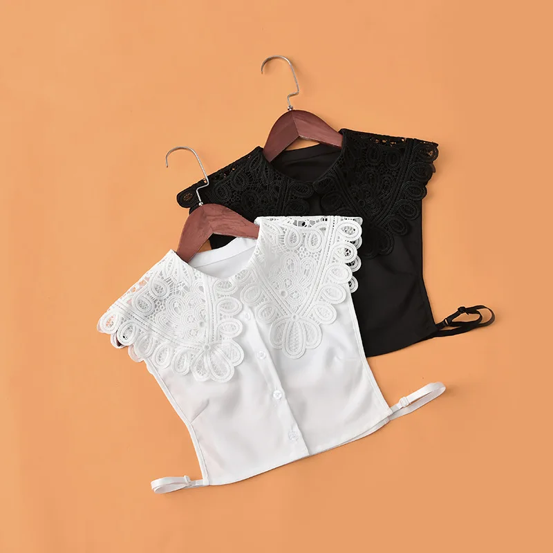 

College Girl Style Women Sweet Ruffles Stand False Fake Collar Button Down Half-shirt Lace Fake Collar Detachable Collar
