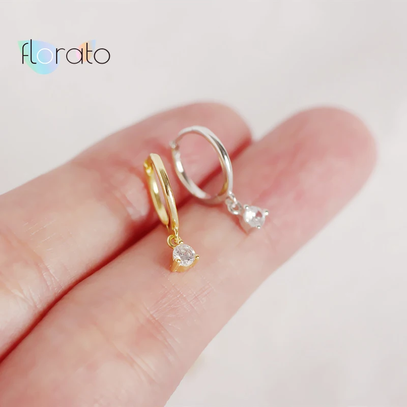 

925 Sterling Silver Geometry Hoop Earrings Round Circle Cubic Zirconia Earrings for Women Minimalist Exquisited Jewelry gift