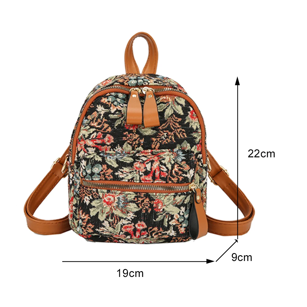 

Chic Women Flower Printing Canvas Backpack Preppy Style Casual Students Small Handbags Mini Rucksack Knapsack Streetwear