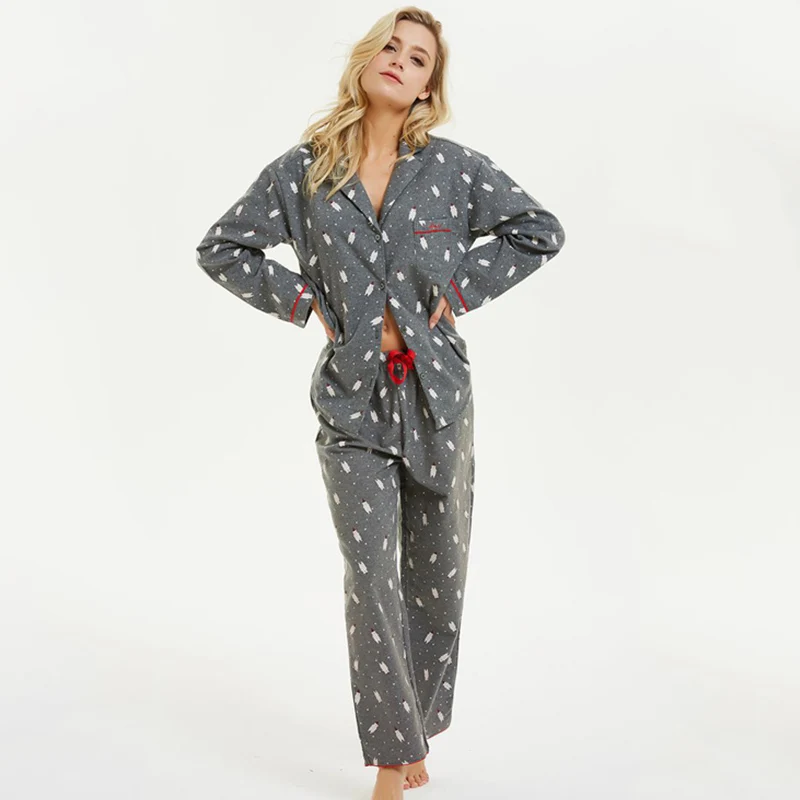 Женская пижама теплая зимняя женская хлопок пижамы женские новая Пижама из
