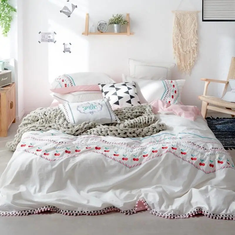 

Белые, розовые, в богемном стиле постельное бельё Queen King Размеры 100% хлопок мягкая кровать листа набор постельного белья включает пододеяльн...