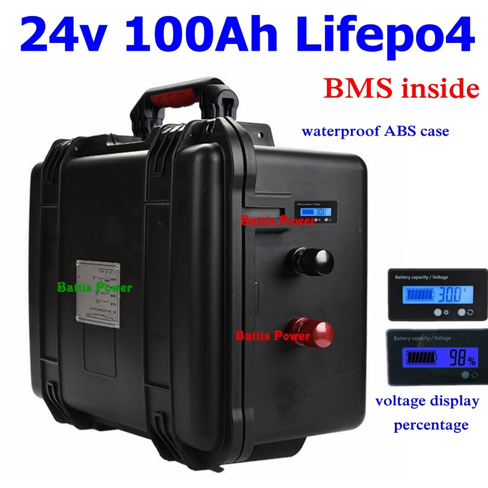 24v 100Ah lifepo4 батарея 25 6 v водонепроницаемый чехол 100A BMS для солнечной RV