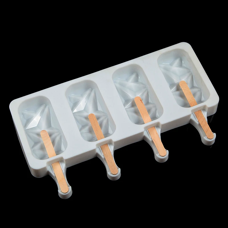 

Silicone Ice Cream Molds 4 Cell Ice Cube Tray Food Safe Popsicle Maker DIY Homemade Freezer Ice Lolly Mold Home Ice Cream tools