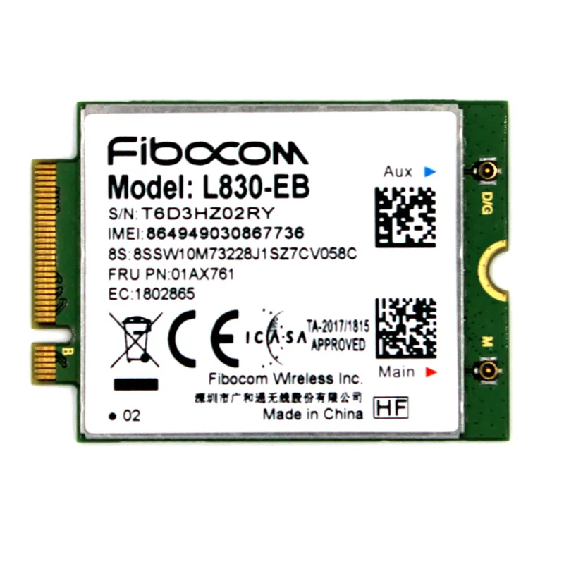 L830-EB Fibocom 01AX761 4G  / WWAN  THINKPAD Yoga X380/T480S/T480/X280/T580/L580/L480/P43s/P52S/X390/T490