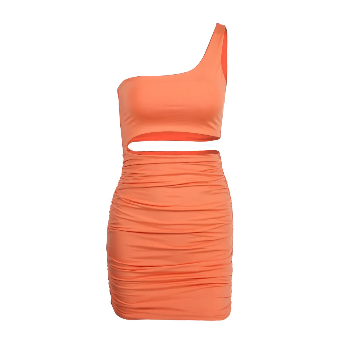 

European and American One-shoulder Women's Sexy Nightclub Hip Dress In Spring and Summer of 2021