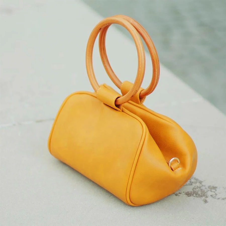 Повседневные круглые дамские сумочки с деревянными ручками Роскошные Сумки из