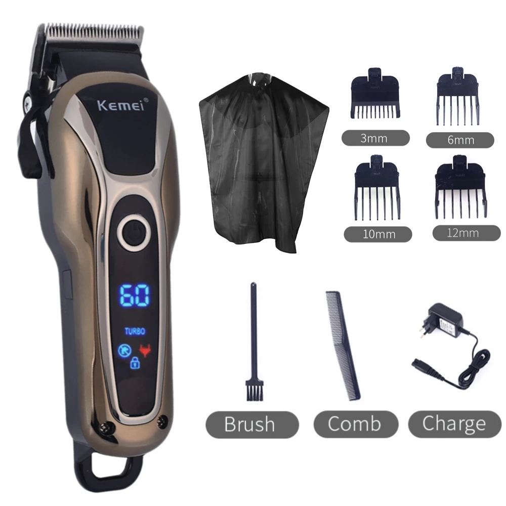 

Hair Clipper Professional 110v-240v Turbocharged Hair Trimmer LCD Display Rechargeable Haircut Men Electric Shaver Barber Cutter