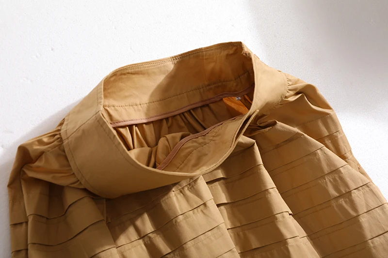 

[EAM] High Elastic Waist Khaki White Pleated Layers Bud Half-body Skirt Women Fashion Tide New Spring Autumn 2021 1DD9253