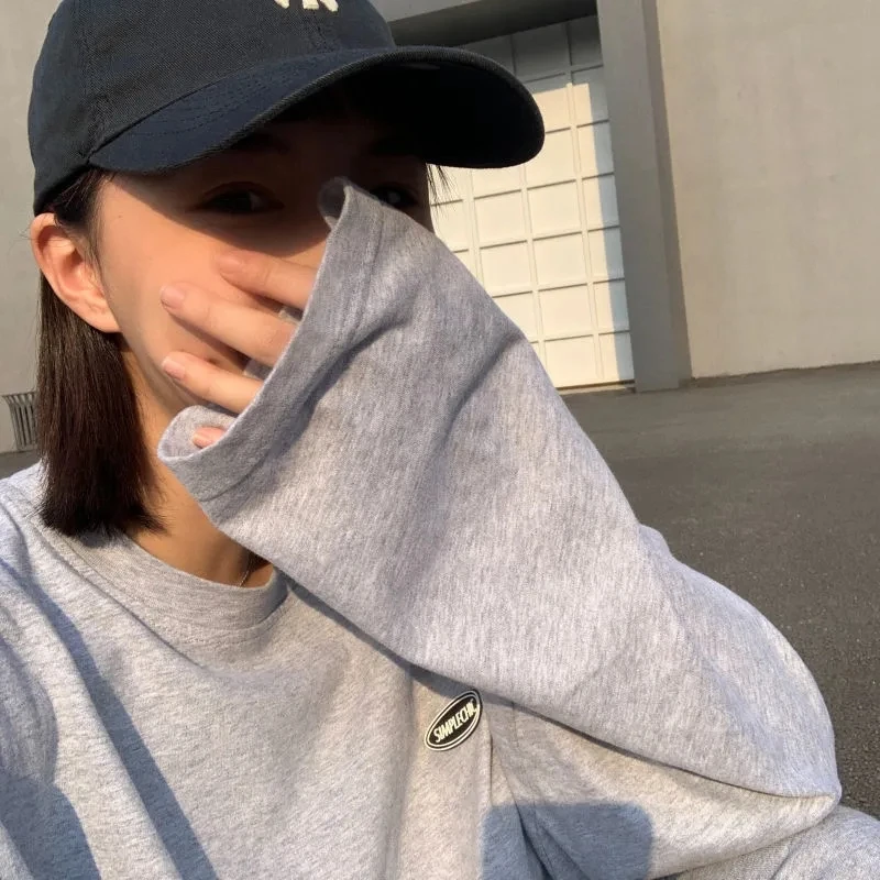 Yedinas 2020 Осенняя футболка с длинным рукавом Женская Базовая оверсайз Повседневная