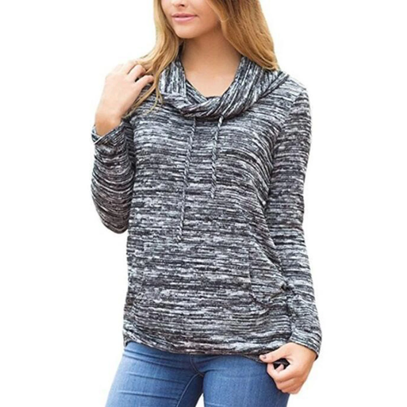 

Женский модный топ с длинным рукавом и ворсовым воротником, повседневный Свободный Топ с карманами для женщин