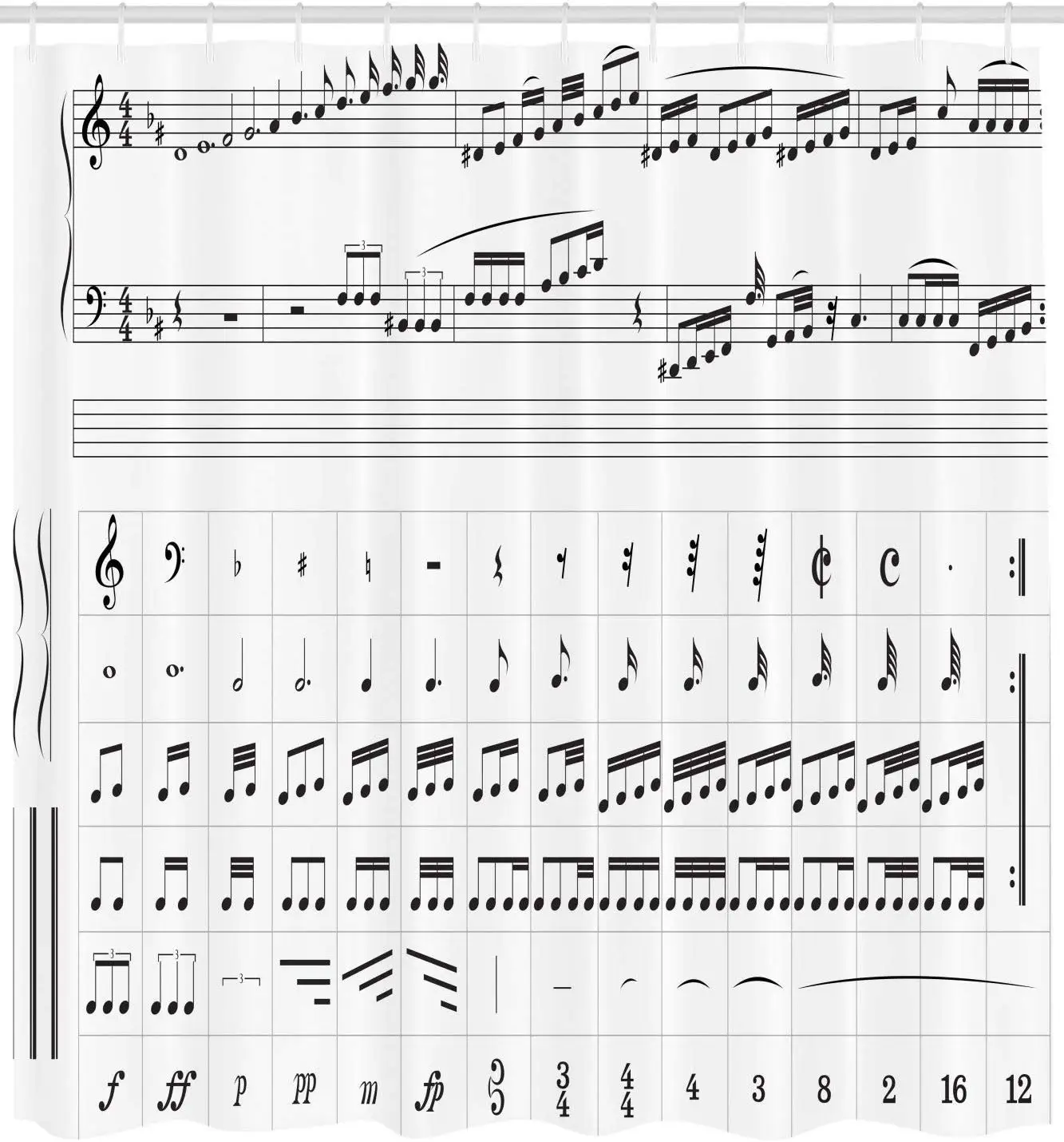 Занавеска для душа Music Note высокодетализированная образовательная композиция из