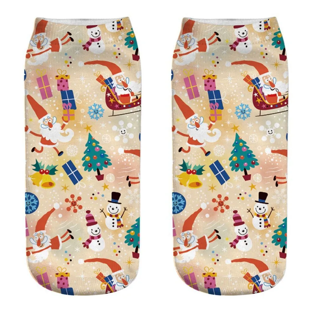 

Women's 3D Funny Socks Christmas Santa Claus Print Crazy Cute Amazing Novelty Print Ankle Socks Merry Christmas