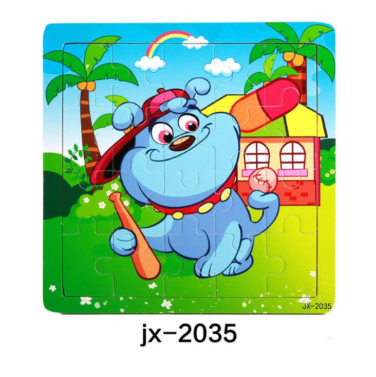 jx-2035 Детские игрушки деревянные 3d головоломки мультфильм животных интеллект Дети образовательный мозговой тизер детская танграмма формы обучающий пазл игрушка - Цвет: jx-2035