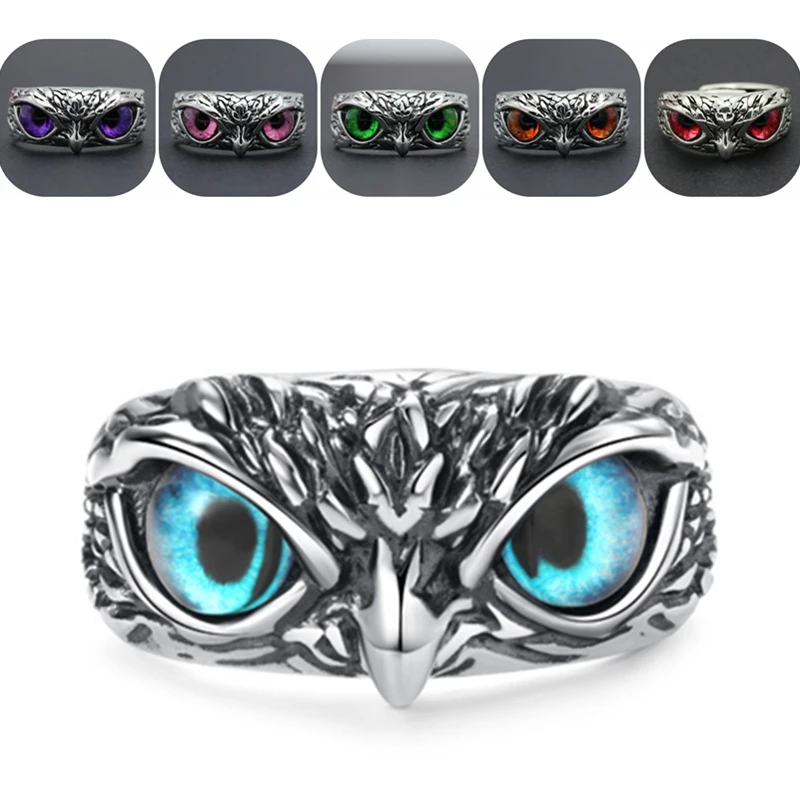 

New Charm Retro Cute Men and Women Fashion Rings Simple Design Multicolor Owl Rings Silver Engagement Wedding Rings Jewelry Gift
