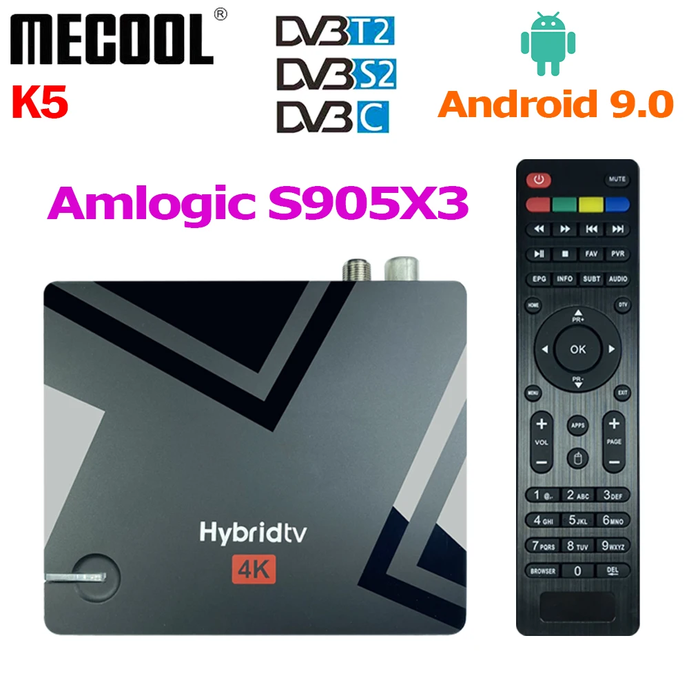 ТВ-приставка DVB T2 S2 C MECOOL K5 с поддержкой Android 2 4 Amlogic S905X3 Гб ОЗУ 16 памяти 5G ГГц Wi-Fi BT H.265