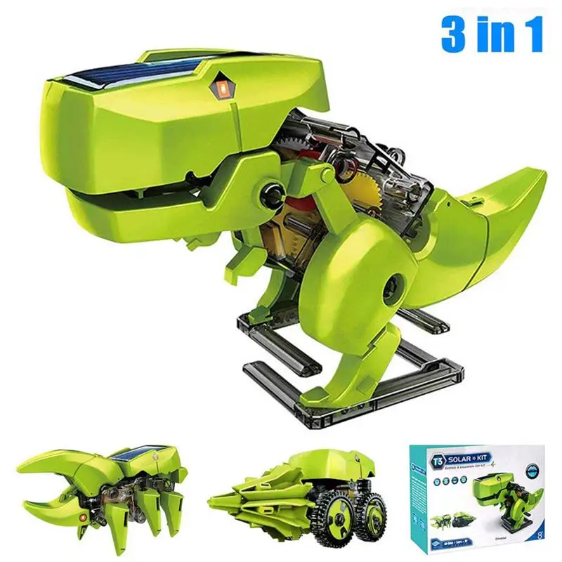 

3 In 1 Solar Energy Dinosaur Robotic Kits DIY Assembly Educational Toys Model Building Kids Science For Children #20