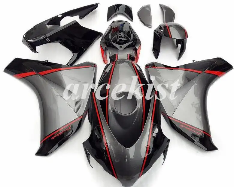 

4 бесплатных подарка, новинка, обтекатель, комплект для HONDA CBR1000RR 2008 2009 2010 08 09 10 11, комплект кузова черного и серого цвета