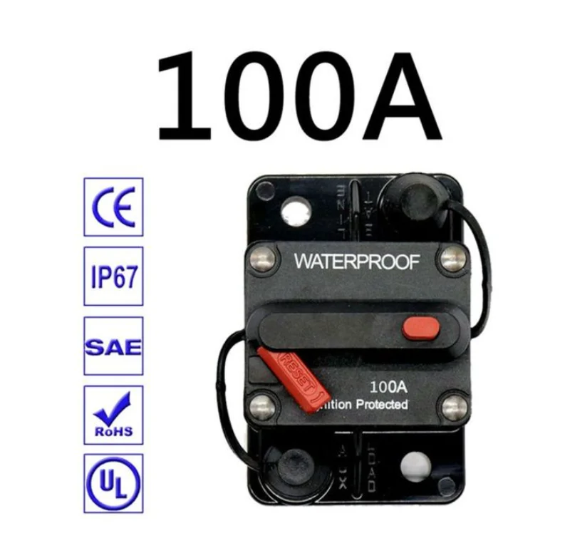 

Автоматический выключатель предохранителя 30 А, 40 А, 50 А, 60 А, 70 А, 80 А, 100 А, 120 А, 150 А, 200 А, 250 А, 300 А, 12-48 В постоянного тока, водонепроницаемая автомобильная лодка