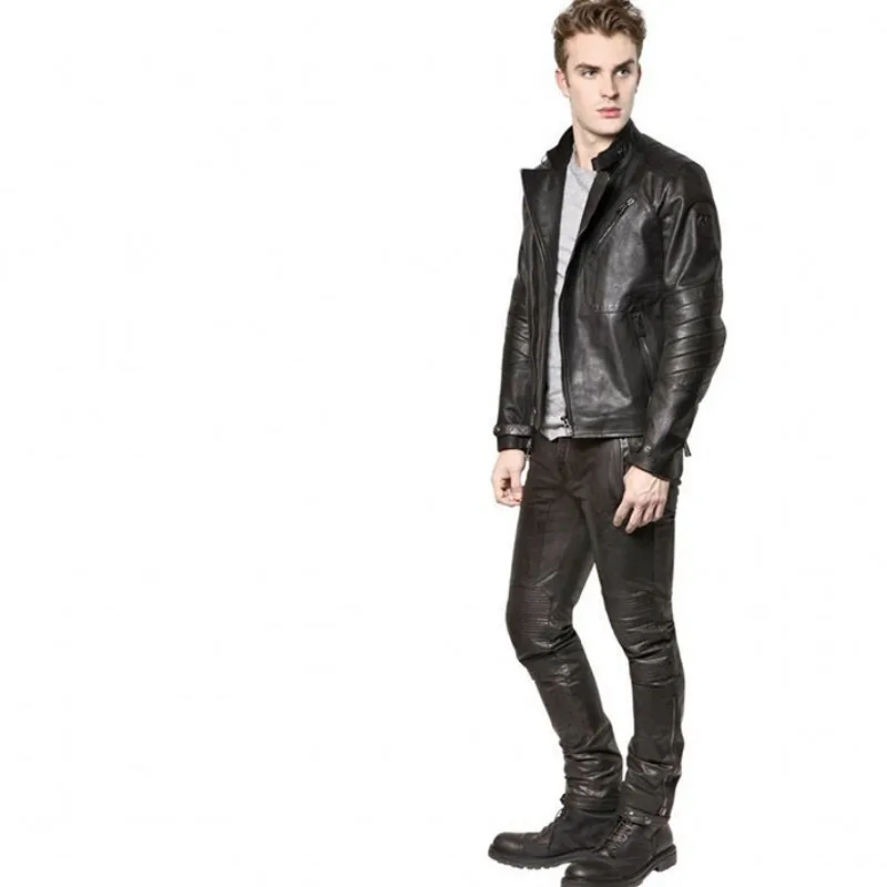 Модные мужские брюки из натуральной кожи новинка 2020 зимние мотоциклетные прямые