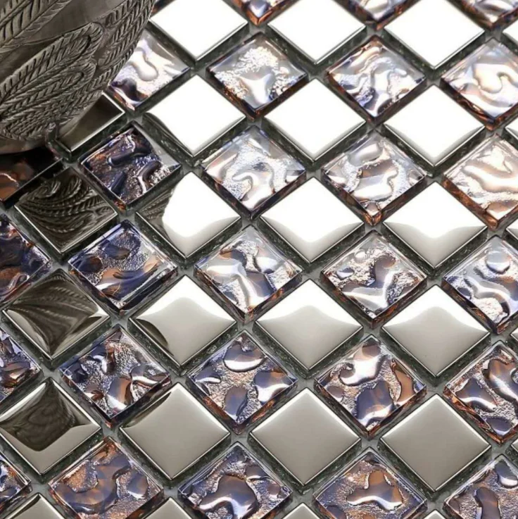 

Гальваническое покрытие под серебро Цвет: фиолетовый, розовый, Кухня стеклянная плитка для стен CGMT1907 Ванная комната стеклянная мозаичная п...