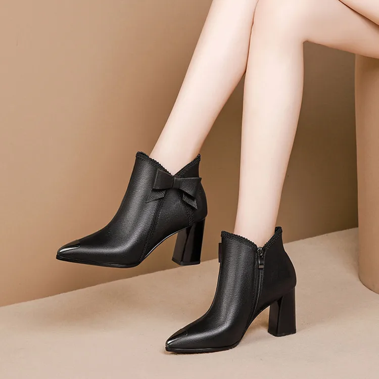 Женские ботильоны из коровьей кожи с острым носком размеры 34-42 | Обувь