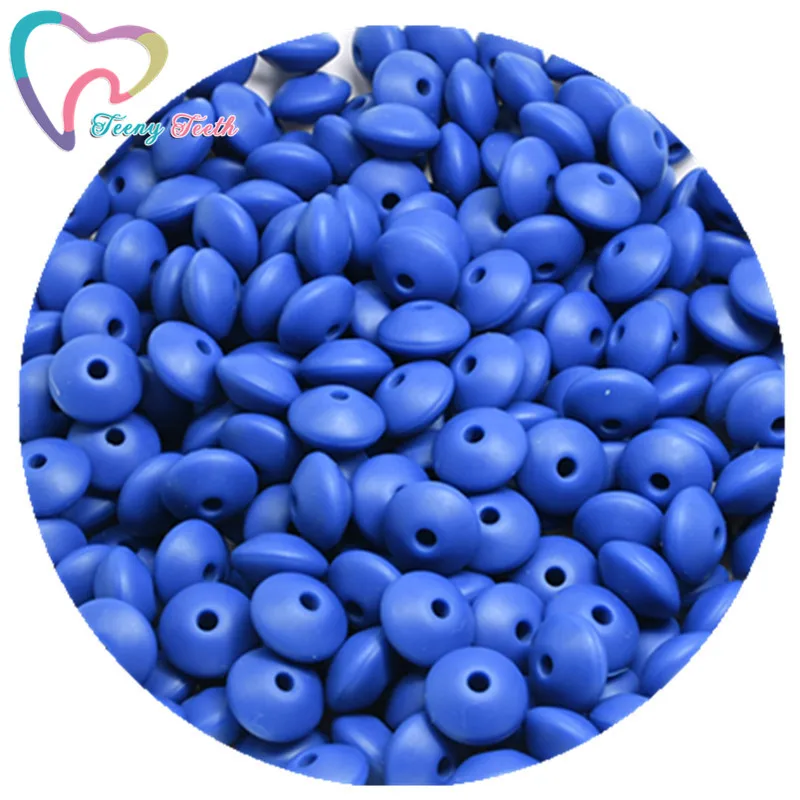 Sapphire Blue Teeny Teeth 20 шт. Силиконовые Прорезыватели для зубов Abacus бусины в форме чечевицы DIY цепочка для прорезывания зубов красочные чечевицы Силиконовые Прорезыватели блюдца свободные бусины - Цвет: Sapphire Blue