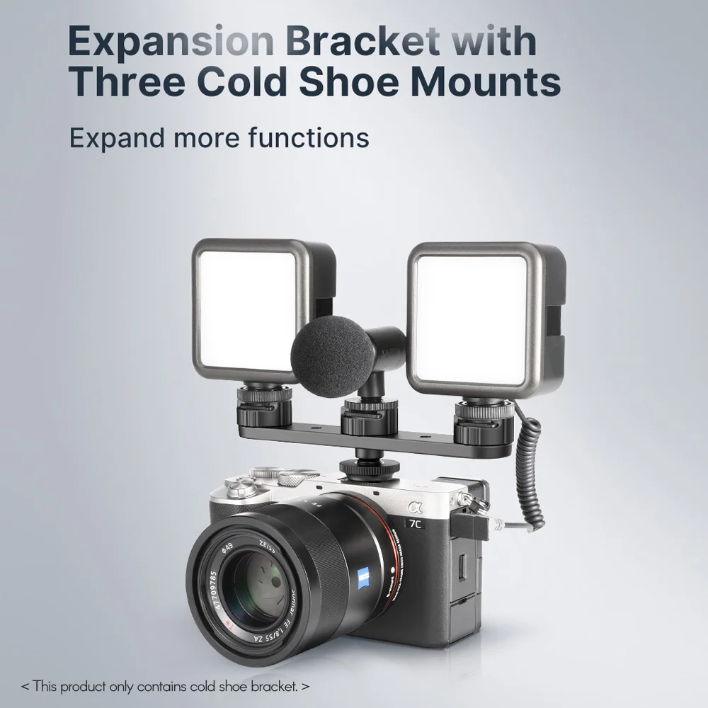 

Ulanzi PT-23 Cold Shoe Bracket Vlog Expansion Bracket with 3 Cold Shoe Mounts for Mounting LED Video Light Microphone Bracket