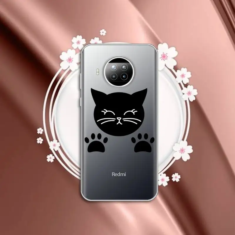 

Cute cat scratching Phone Case Transparent for Xiaomi mi Redmi note 10 t 8 9 pro lite 11 Samsung S 8 9 10 20 plus ultra
