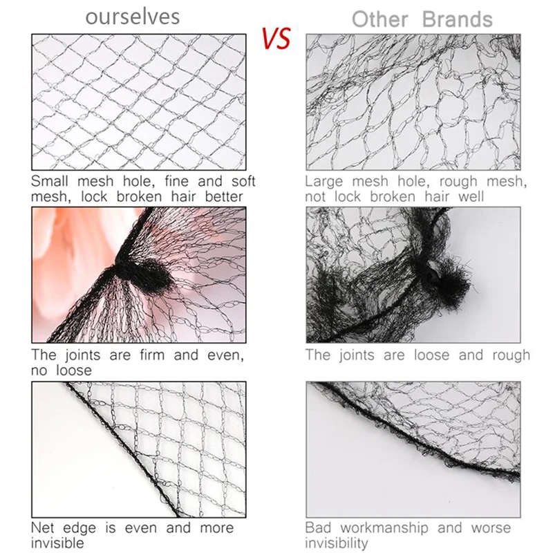 

100pcs Woman Hair Nets Hairnets Stocking CapS Expand Breathable Black