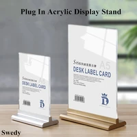 a6 105x148mm t shape acrylic table sign price tag label display menu paper promotion card holder stand