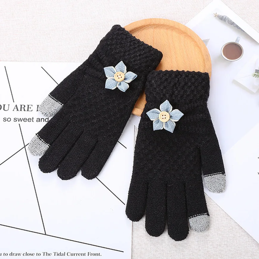 Горячая Распродажа двухслойные женские вязаные перчатки плюс бархатные толстые