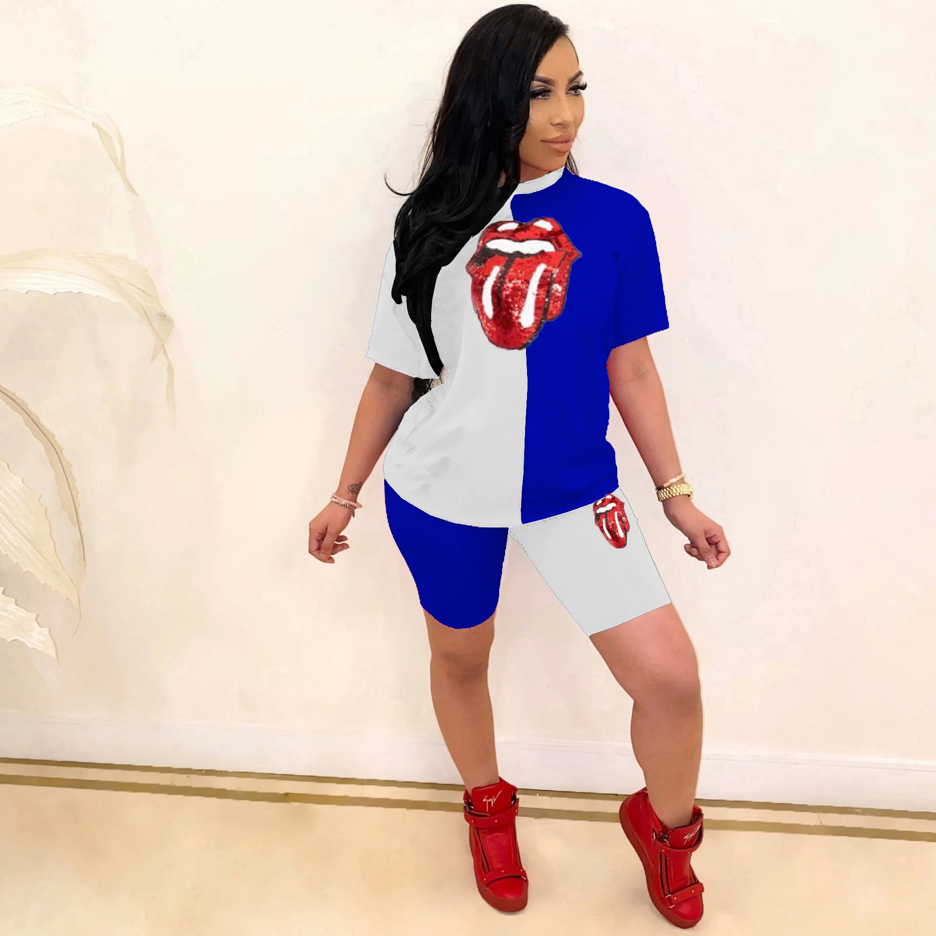 Европейский и американский Модный повседневный костюм с блестками коротким