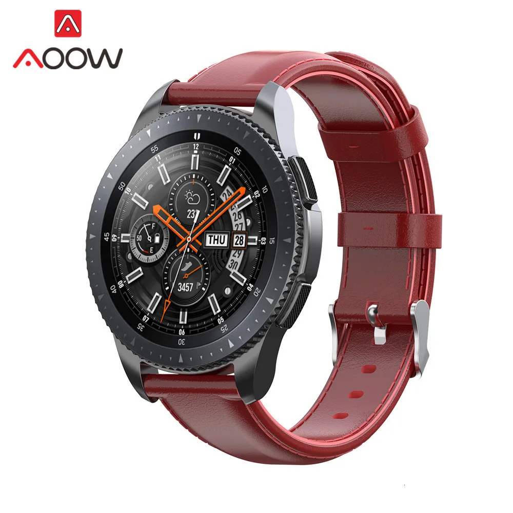 20 мм 22 мм ремешок из натуральной кожи для samsung Galaxy Watch 42 мм 46 мм Active gear Sport S3 S2 быстросъемный браслет ремешок
