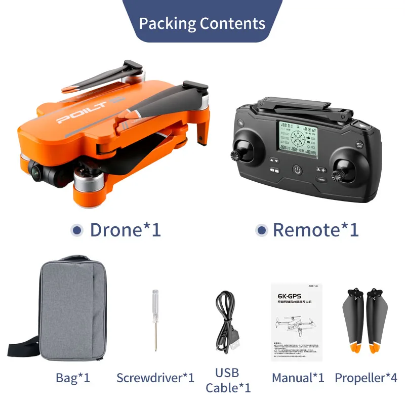 

2021 NEW X17 Foldable Drone Portable 6K HD Camera Anti-Shake Dual Cameras Toys(Storage Bag Packaging Single Electric Version)